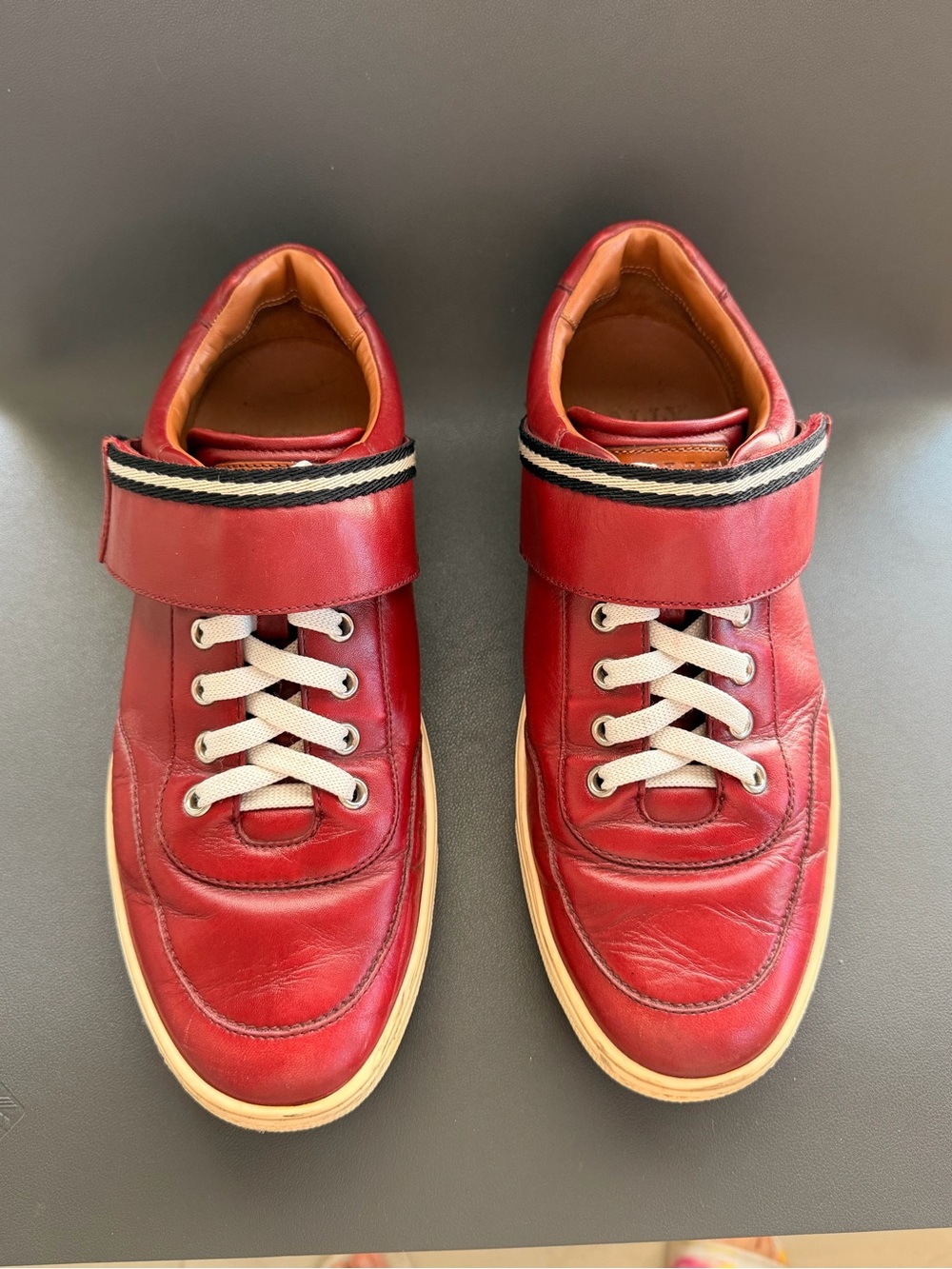 Bali Red Leather Lace-Up Sneakers with Strap